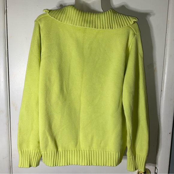 Taylor Marcs Yellow Zipper V Neck Front Pocket Sweater XL - Picture 2 of 5